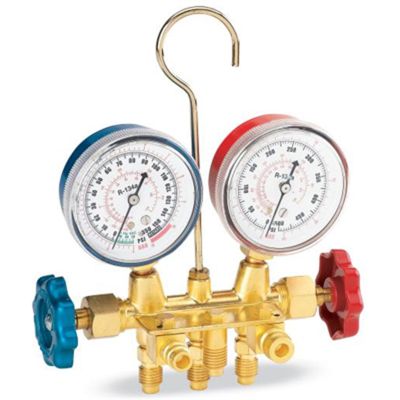 Gauge Set, Manifold, Brass, with Hoses