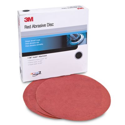 3M Red Abrasive Hookit Disc, 6", P220 Grit, 50 Per Box