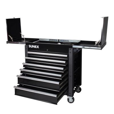 Sunex Tools 6-Drawer Slide Top Service Cart, Black