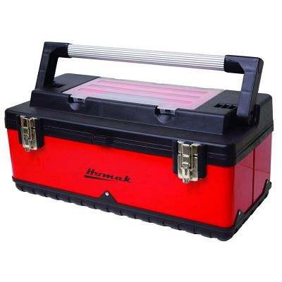 Homak Mfg. 22-1/2 in. Metal and Plastic Hand-Carry Toolbox with Aluminum Handle, Red