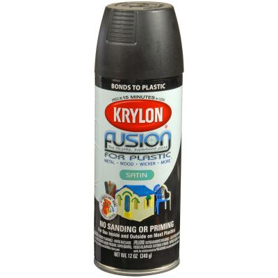 Krylon Fusion for Plastic; Satin Black; 12 oz. Aerosol