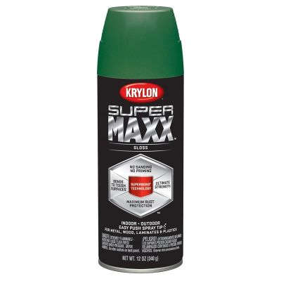 Krylon Supermaxx Paint+Primer; Gloss Field Green; 12 oz. Aerosol