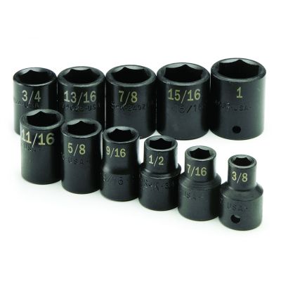 11 pc. 1/2" Drive 6-Point Std Fract SAE Impact Socket Set