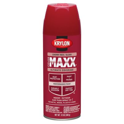 Krylon Covermaxx Paint+Primer; Gloss Cherry Red; 12 oz. Aerosol