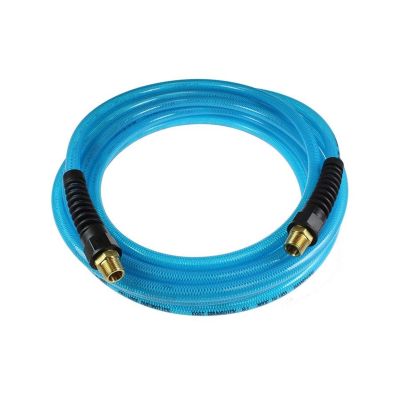 Blue Flexeel Reinforced Polyurethane Straight Air Hose 3/8" x 25", 1/4" MPT