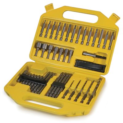 Power Bit Set, 45 Piece, Nut Drivers, Screwdrivers, Hex Shank Drills, 1/4" Adapter, Extension, Case