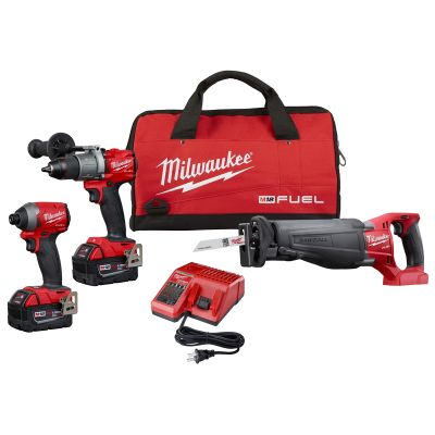 M18 FUEL Hammer Drill / Impact Driver / SAWZALL w/ 2 XC Batteries 3-Piece Kit