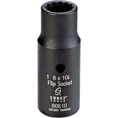 1/4" Drive Semi-Deep Impact Flip Socket, 8 x 10mm