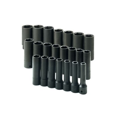 22 Piece 1/2" Drive 6 Point Metric Deep Impact Socket Set