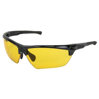 Dominator, DM3 Series Amber Yellow MAX6, Lenses - Anti-Fog Safety Glasses Black Frame Color w/ Black Temples Adjustable Wire Core Temples and Nose Piece