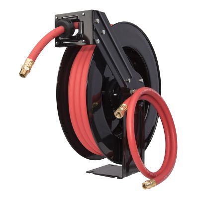 Workforce Retractable Air/Water Hose Reel, Open Face, Single Axle Arm, 1/2" x 50'