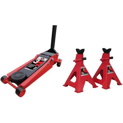 INT300T-SP3 image(0) - 3 TON HEAVY DUTY LOW PROFILE FLOOR JACK W/ STANDS