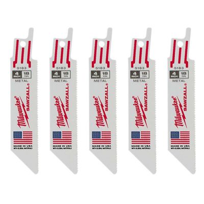 MLW48-00-5183 image(0) - 5-PK OF 4" 18 TPI MEDIUM METAL CUTTING SAWZALL RECIP SAW BLADES