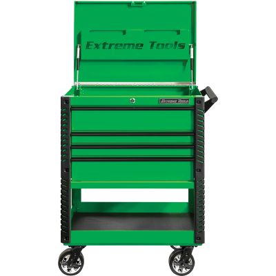 33 4-Drawer Deluxe Tool Cart w/Bumpers, Green w/Black Quick Release-Drawer Pulls