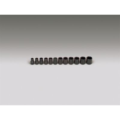 3/8" Drive 12 Piece Set - 6-Point Standard Metric Impact Sockets, 8mm - 19mm