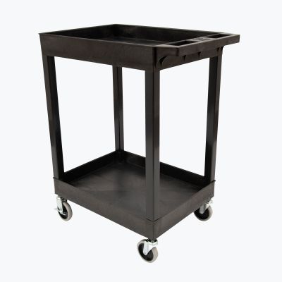 24 x 18 Plastic Utility Tub Cart - Two Shelf-Black