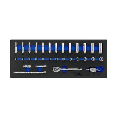 31Pc 1/4" Dr Met 6 Pt Std & Dp Socket Set FORD