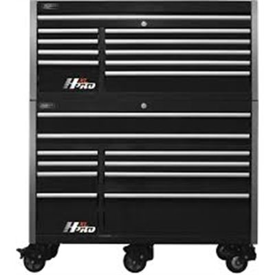 60" HXL Pro 9-Drawer Top Chest and 10-Drawer Roller Cabinet Combo. - Black