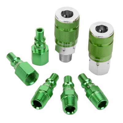 ColorConnex Coupler and Plug Kit, Type B, 1/4" NPT, 1/4" Body, Green, 7-Piece