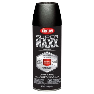 Krylon Supermaxx Paint+Primer; Hammered Black; 12 oz. Aerosol