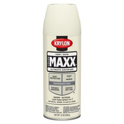 Krylon Covermaxx Paint+Primer; Satin Ivory; 12 oz. Aerosol