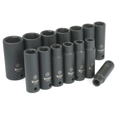 Titan 14-Piece 1/2 in. Drive Metric Deep Impact Socket Set