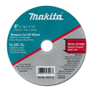 Makita 6" x 7/8" x 1/16" Super Thin Cut off Wheel, Metal, 25/pk