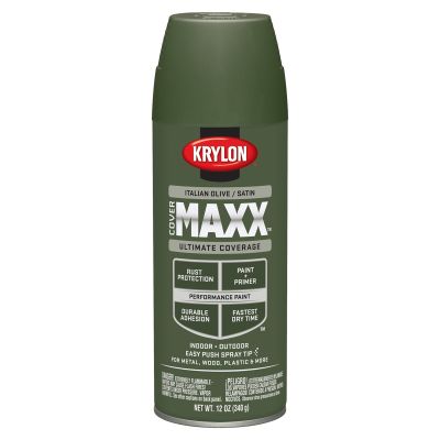 Krylon Covermaxx Paint+Primer; Satin Italian Olive; 12 oz. Aerosol