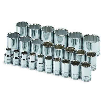 24 pc. 1/2" Drive 12-Point Std Metric Chrome Socket Set