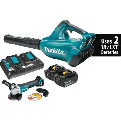 Makita 18V X2 (36V) LXT Li-Ion Brushless Cordless Blower Kit (5.0 Ah) and Brushless Angle Grinder