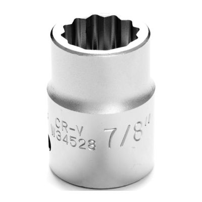 Chrome Socket, 3/4 Drive, 7/8", 12 Point, Shallow
