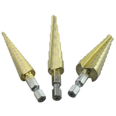 3-pc of Titanium Coated Step Drill Bits Set