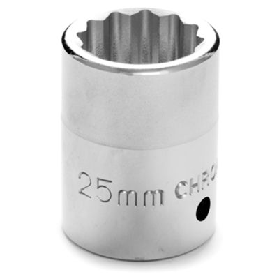 Chrome Socket, 3/4 Drive, 25mm, 12 Point, Shallow