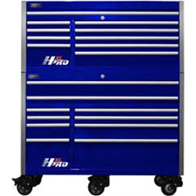 60" HXL Pro 9-Drawer Top Chest and 10-Drawer Roller Cabinet Combo. - Blue