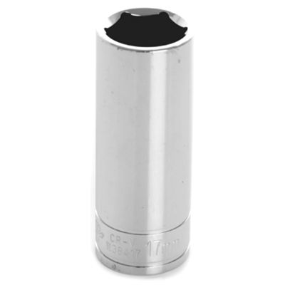 Chrome Socket, 3/8" Drive, 17mm, 6 Point, Deep