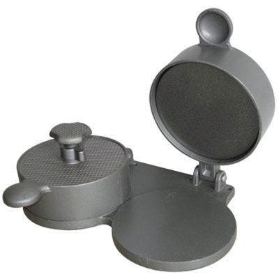 Double Patty Hamburger Press, Adjustable Thickness, Spring Plungers, Aluminum Construction
