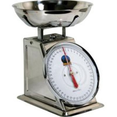 Stainless Steel Dial Scale, 44 lb Capacity, 10.5" x 10.5" x 12.5", Removable Stainless Steel Tray