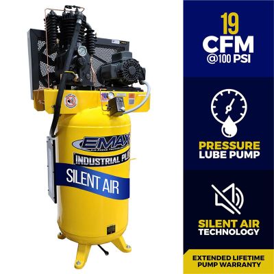 EMXESP05V08I1 image(0) - EMAX 5 HP 1 PH 80 GALLON VERTICAL WITH AIR SILENCER-With Pressure Lube Pump