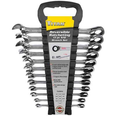 13 Piece Reversible SAE Ratcheting Combination Wrench Set