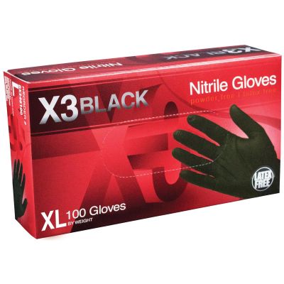 AMXBX348100 image(0) - XL X3 Powder Free, Textured, Black Nitrile