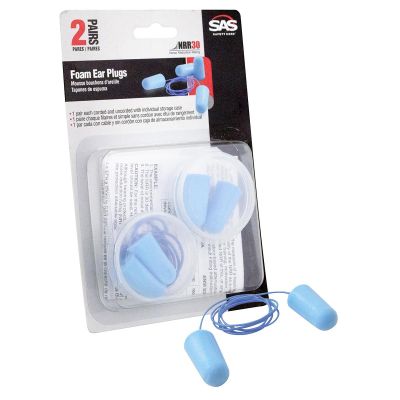SAS6101 image(0) - Foam Ear Plugs Blister pk (2 pr, 1 pr corded and 1 pr uncorded)
