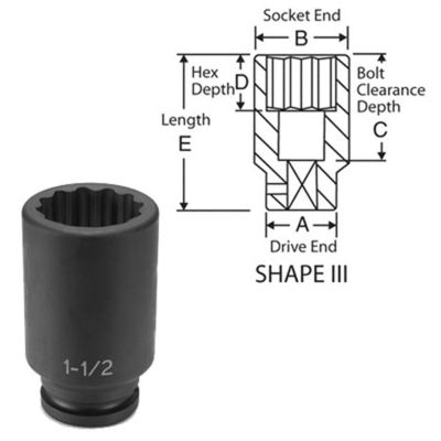 GRE3170D image(0) - SOC 2-3/16 3/4D IMP 12PT DP BLK
