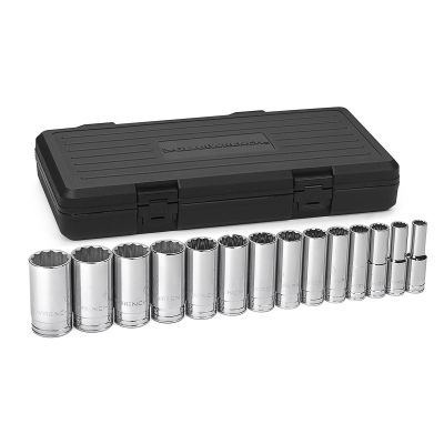 KDT80732 image(0) - 14 PC 1/2" DR SAE DEEP 12 PT SOCKET SET