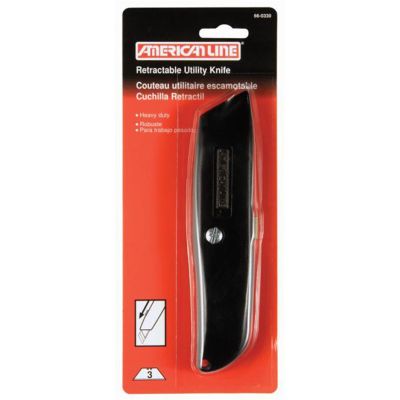 ASR66-0330 image(0) - Metal Retractable Utility Knife with 3 Blades