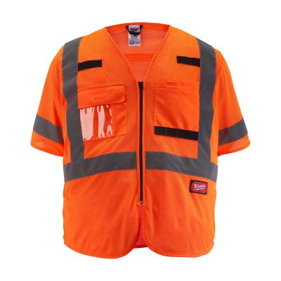 MLW48-73-5135 image(0) - Class 3 High Visibility Orange Mesh Safety Vest - S/M