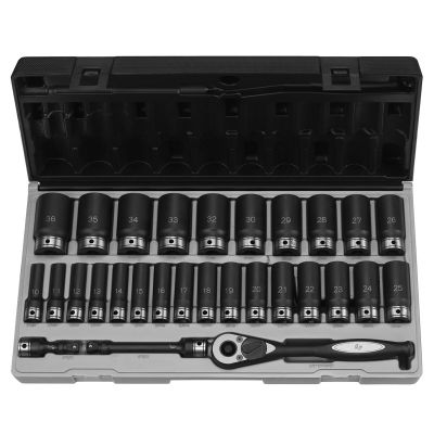 GRE82629MD image(0) - 1/2" Dr. 29pc Metric Deep Duo-Socket Set - 6 Pt.