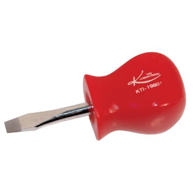 KTI19801 image(0) - Stubby Slotted Screwdriver with Red Square Handle