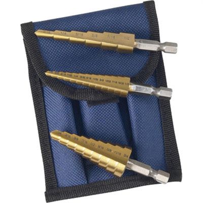 AST9445 image(0) - STEP DRILL BIT SET TITANIUM COATED 3 PC 1/8"-3/4"