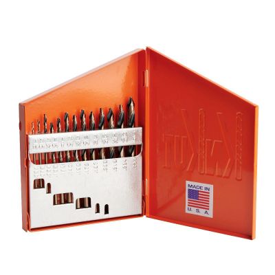 KNK13KK10 image(0) - KnKut 13 Piece Mechanics Length Step Point Drill Bit Set 1/16"-1/4" by 64ths