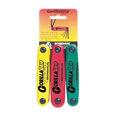 BND12533 image(0) - 3PC Gorilla Grip Hex [SAE/MET] & Torx Fold-out L-Wrench Dis